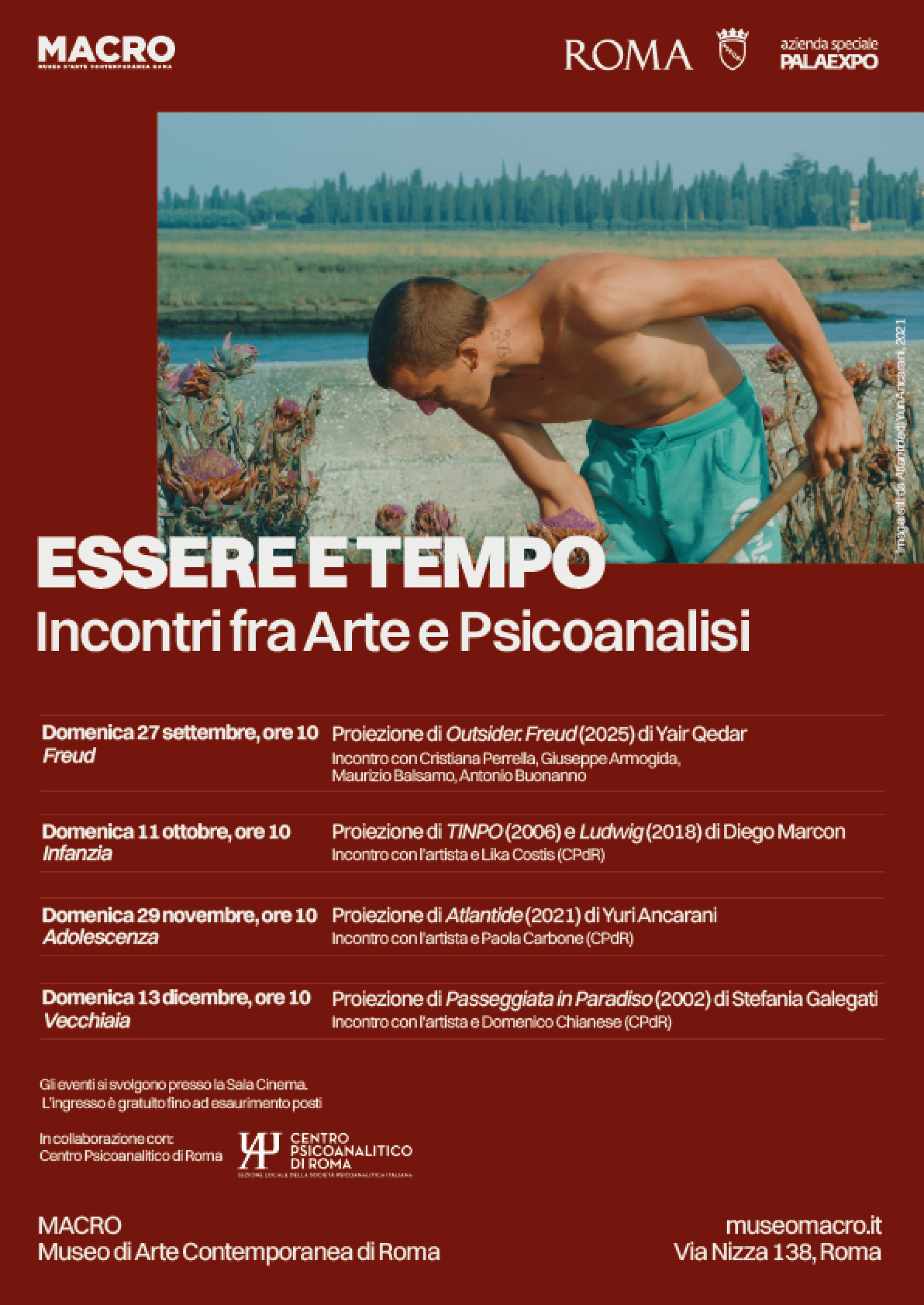 Ciclo Essere e tempo. Incontri al Macro fra Arte e Psicoanalisi : 27.09 / 11.10 / 29.11 / 13.12.2026